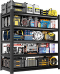 59" W Garage Shelving,5-Tier Heavy Duty Shelving Unit,3000LBS Adjustable Metal Storage Shelves,Storage Rack Units for Industrie,Shed,Warehouse,Basement,Black,59" W x 20" D x 72" H