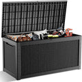 320 Gallon Outdoor Deck Box,Storage Lockable Waterproof Patio Furniture,Garden Tools,Cushions,Pool Accessories Outside Storage Resin Box(Black)