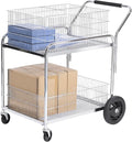 Mail Office File Cart, 400lb Capacity Heavy Duty Steel File Organizer Cart, 2 Shelf Basket Wire Office File Cart for Offices, Home, Warehouse，Court.