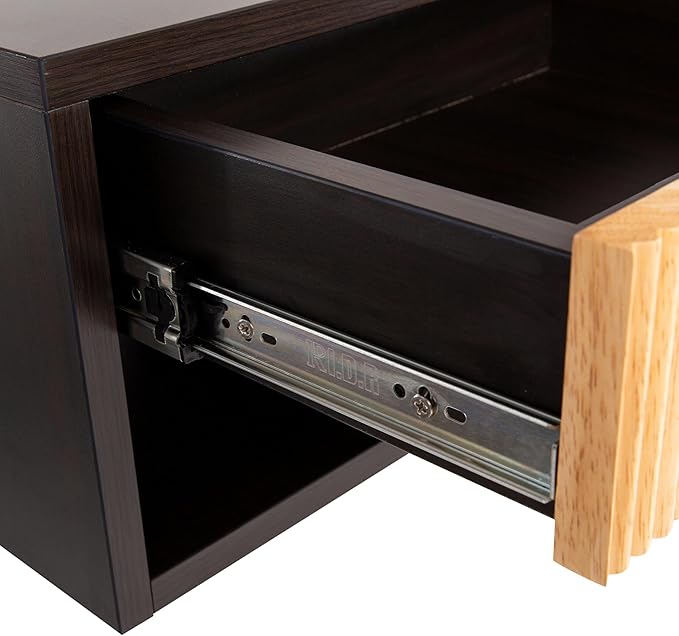 JONATHAN Y NST2001A Elise 15.71" Classic Contemporary Floating Wall Mounted Nightstand with Soft-Close Tambour Drawer and Cable Hole, Black/Light Oak