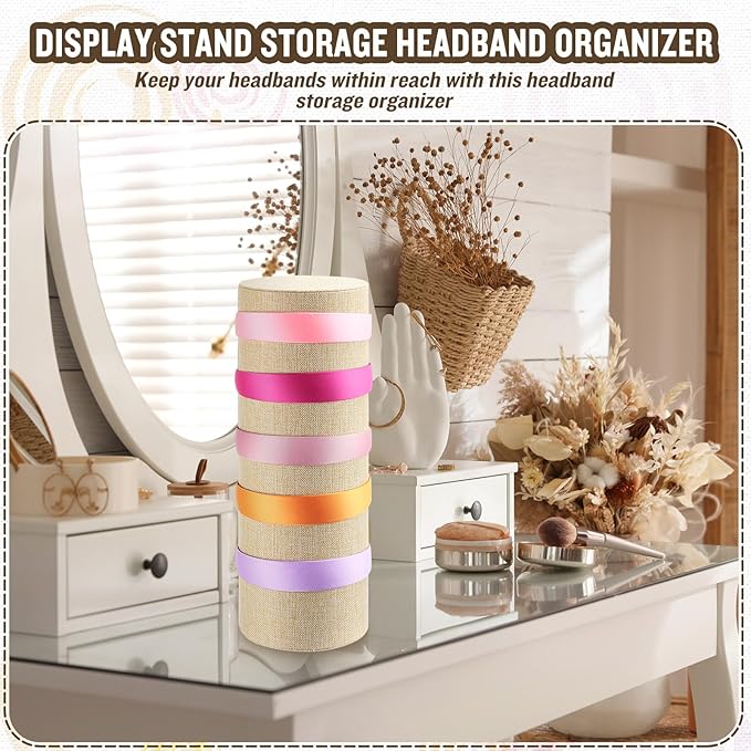 Geetery 2 Pcs Vertical Headband Holder Organizer Hairband Display Stand Headband Stand for Women Hair Hoop Accessories(Beige)