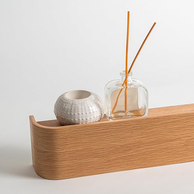 Kazai. Wall-Mounted Coat Rack 'Toke' - Modern Design Coat Rack with Hidden Wall Hooks - Solid Wood Veneer Panel Coat Hanger - Oak