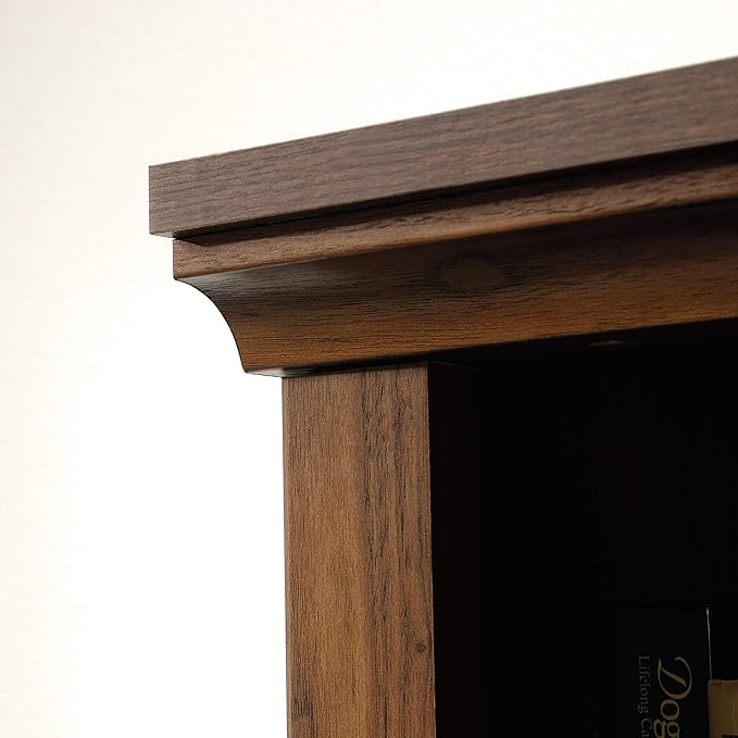 Sauder 5 Tier Book Shelf Wooden Bookcase Multipurpose Bookshelf for Home Office, Living Room, in Grand Walnut