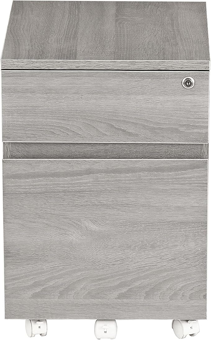 Techni Mobili Rolling Lock and Storage 2 Drawer Vertical Filing Cabinet, 15.75" L x 17.75" W x 23" H,Grey
