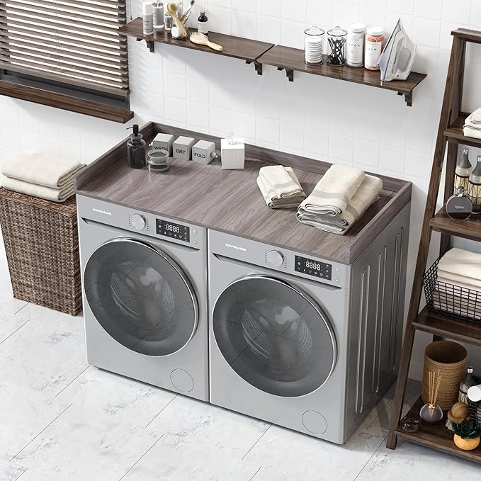 OfficeSimpli Large Washer Dryer Countertop 30 x 58 - Made in USA - Heavy-Duty Laundry Countertop Over Washer and Dryer, Laundry Room Countertop Organization Solution with Non-Slip Pads, Iconic Maple