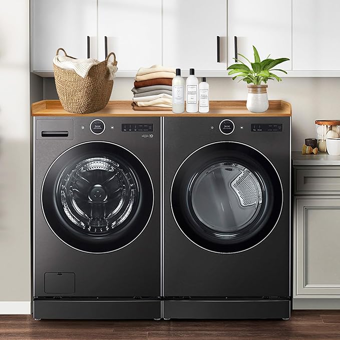 Royxen Washer Dryer Countertop with Solid Wood Core,54“W x 27.5D Laundry Countertop with Edge Rails,Washer and Dryer Topper for Laundry Room Organization (Oak)