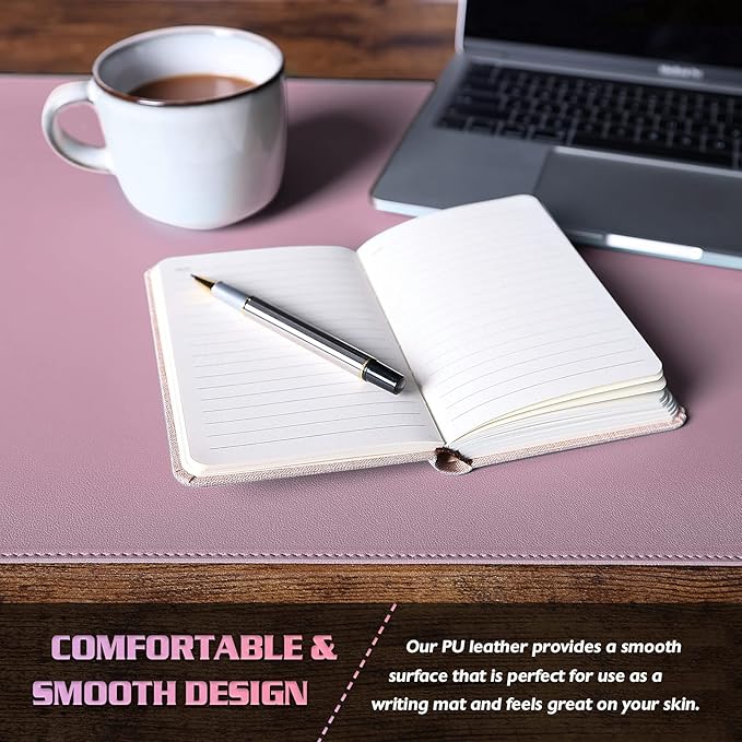 K KNODEL Desk Mat, Blotter, Dual-Sided Office Desk Pad, Waterproof Desk Mat for Desktop, Desk Blotters, PVC Leather Pad Protector (Purple, 31.5" x 15.7")