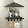 Grout in Shower Shelves with Hooks, 304 Stainless Steel Corner Bathroom Shelf for Tiled Wall (Matte Black, 10'' x 10'')