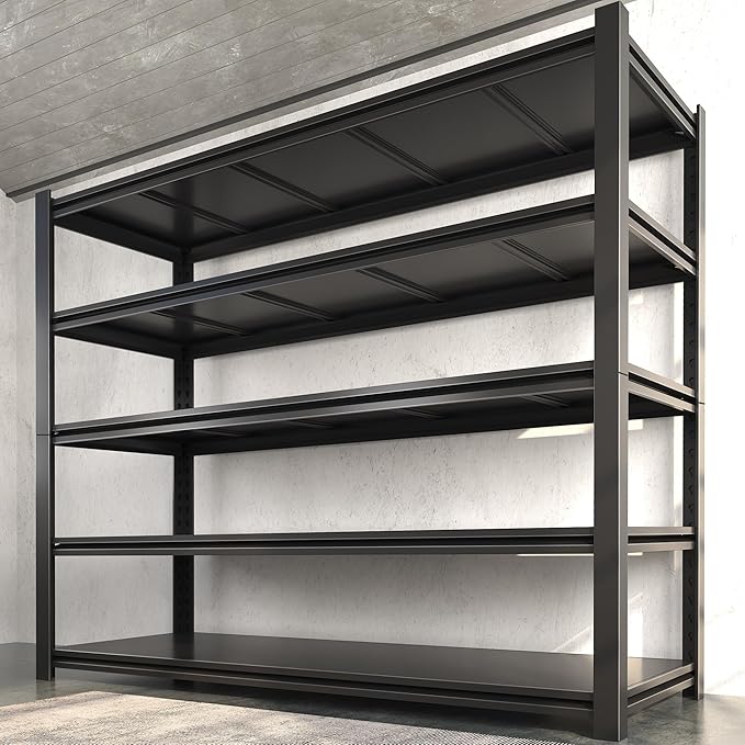 60" W Garage Shelving Heavy Duty Metal Shelving 3000LBS Storage Shelves Adjustable 5 Tier Metal Shelves for Storage Industrial Shelves for Garage, Warehouse, 24.2" D x 60'' W x 72'' H