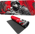 Tactical Soldier Gaming Mouse Pad – 31.5" x 11.8" Extended Desk Mat with Red Urban Battle Scene – Non-Slip Base, Smooth Surface for Gamers & Office Use