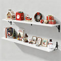 Fun Memories Large Floating Shelves for Wall 48 Inches Long, 8 Inch Deep Shelves with Metal Bracket, 48 Inch Floating Shelves Wall-Mounted, Wide Display & Storage Bookshelves, White, Set of 2