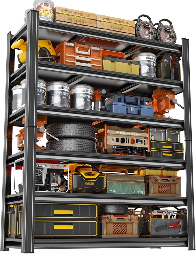 Metal Shelving, Garage Shelving Unit and Storage,Adjustable Storage Shelves, 3000LBS Storage Steel Shelving, for Kitchen Warehouse Pantry Commercial Use, Basement (82in×48in×24in-6 Tier)