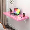 Clikuutory Wall Mounted High Gloss Folding Table, Wall Desk Fold Down for Small Spaces, Folding Workbench for Laundry Room, Home Office, Kitchen, Bedroom, Home Bar, Pink (31.5"×15.7")