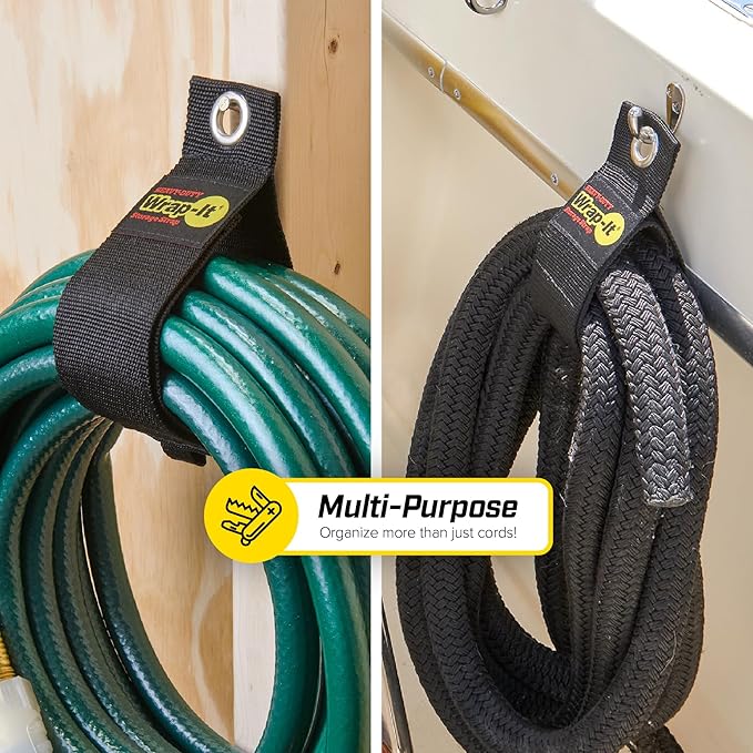 Heavy-Duty Wrap-It Storage Straps, 22" (2 Pack) - Hook and Loop Organizer Hanger for Extension Cords, Cables, Hoses, Rope and More for Garage, Home, Shop, Boat and RV Organization