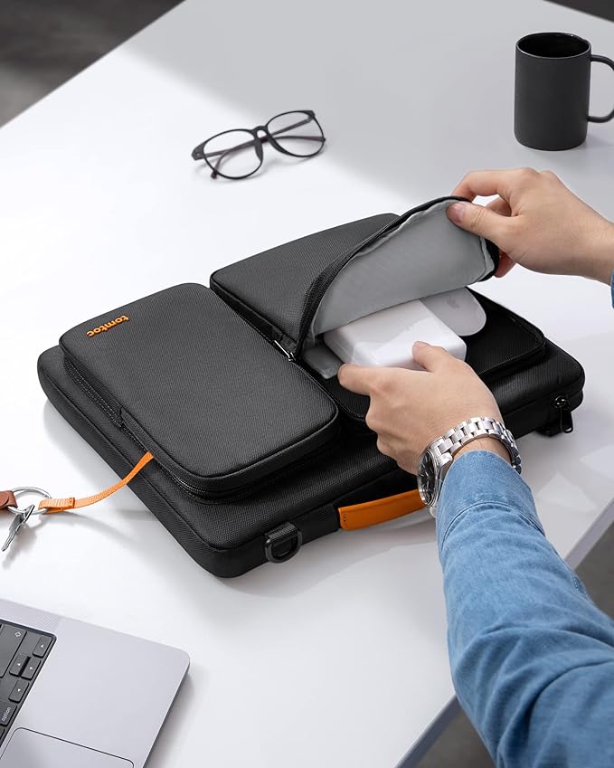 tomtoc 360 Protective Laptop Shoulder Bag for 16-inch MacBook Pro M4/M3/M2/M1 Pro/Max A3403 A3186 A2991 A2485 2024-2019, Water-resistant Sleeve for Dell XPS 15 Surface Book 3 The New Razer Blade 16