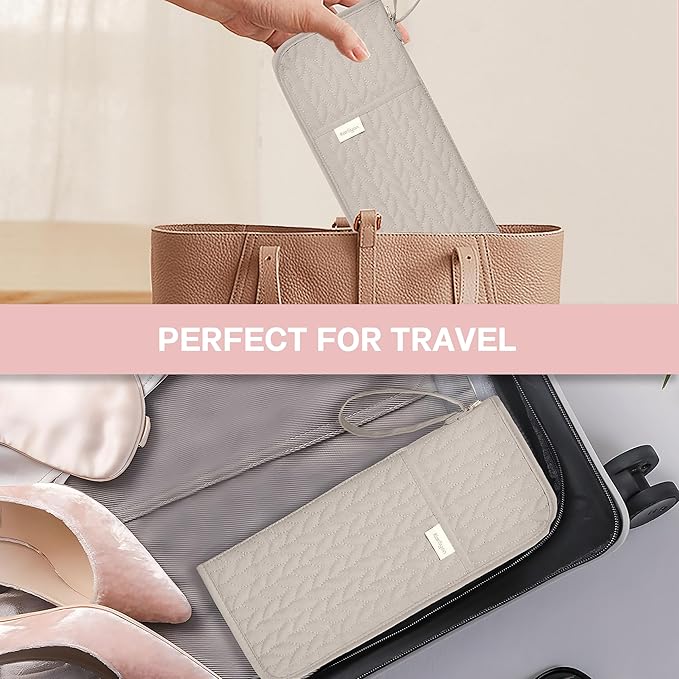 Hot Tools Organizer Heat Resistant Mat Case Hair Tools Holder Travel Bag Portable Hair Styling Tools Cover Pouch for Curling Iron,Flat Iron,Hair Straightener (Camel)