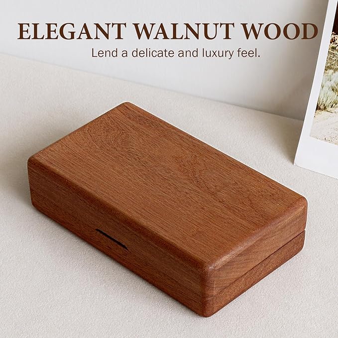 LadyRosian Wooden Small Jewelry Box - Mini Wood Travel Jewelry Case Portable Organizer for Rings, Earrings, Necklaces & Bracelets Storage Women Girls Men,Sapele