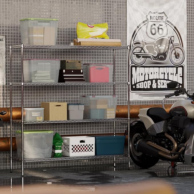 18" Deep x 60" Wide x 64" Height Wire Shelving Kit | 4-Tier | NSF Commercial Storage Rack Unit