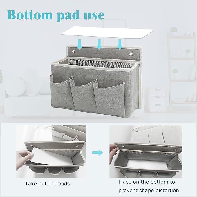 Wall Hanging Organizer Bag/Hanging Baskets with Large Mesh Compartment & 3 Pockets，Over the Door Hanging Organizer Space Saving Storage for Bedroom,RV Camper, Closet (Gray - 1 Pack)