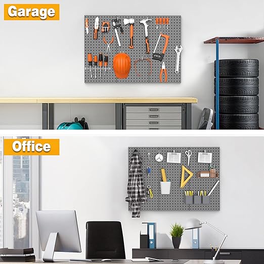Pegboard Smith Metal Pegboard Panels 12" x 24", 3 Pack Black Wall Mounted Tool Organizer Boards, Heavy Duty Tool Storage Peg Board for Garage, Workbench, Office, Fits 1/4" Peg Hooks