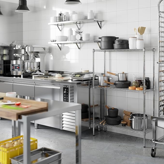 14" Deep x 36" Wide x 54" Height Wire Shelving Kit | 3-Tier | NSF Commercial Storage Rack Unit