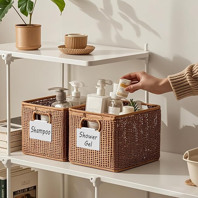 Metal Basket Bin Label Clip (White, 8 Metal Label Clip)