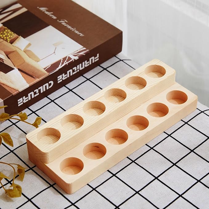 2 Pcs Wooden Essential Oil Display Stand 2 layer Tabletop Essential Oils Perfume Storage Racks Oil Bottles Holder Essential Oil Organizer Nail Polish Shelf for Organizing Displaying