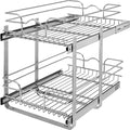 Rev-A-Shelf 2-Tier Kitchen Cabinet Pullout Shelf and Drawer Organizer Slide Out Pantry Storage Basket in Multiple Sizes, 15 x 22 In, 5WB2-1522CR-1