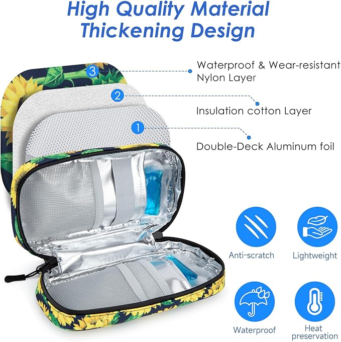 YOUSHARES Insulin Cooler Travel Case - Travel Medicine Cooler Bag for Insulin and Diabetes Supplies Travel, Insulin Case with 2 TSA Approved Gel Ice Pack