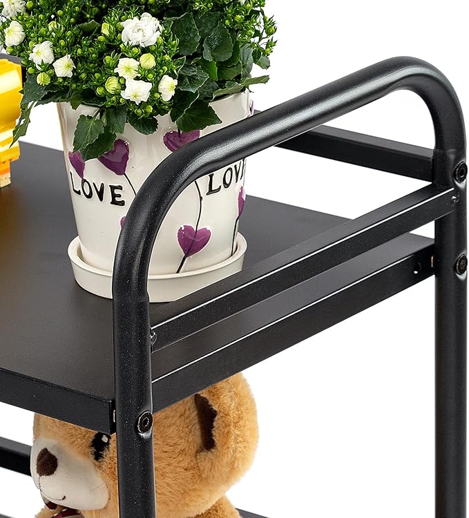 HDANI 3 Tier Metal Utility Multipurpose Rolling Cart,Large Capacity Heavy Duty Cart with Lockable Wheels Rolling Cart with 2 Lockable Wheels for Home,Office,Kitchen,Bathroom,Bedroom(Black)