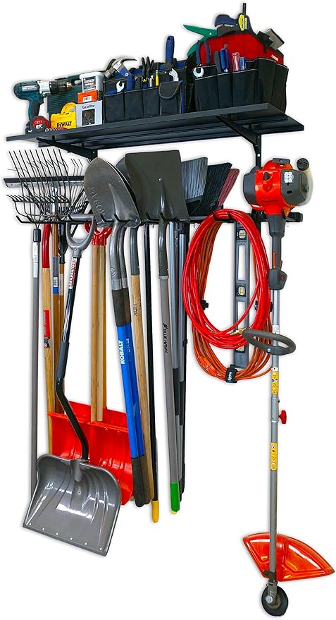 StoreYourBoard Tool Max Garage Storage Rack Shelf – Adjustable Wall Mount Garage Tool Organizer, Heavy Duty Steel Tool Rack with Shelf, Holds up to 300 lbs