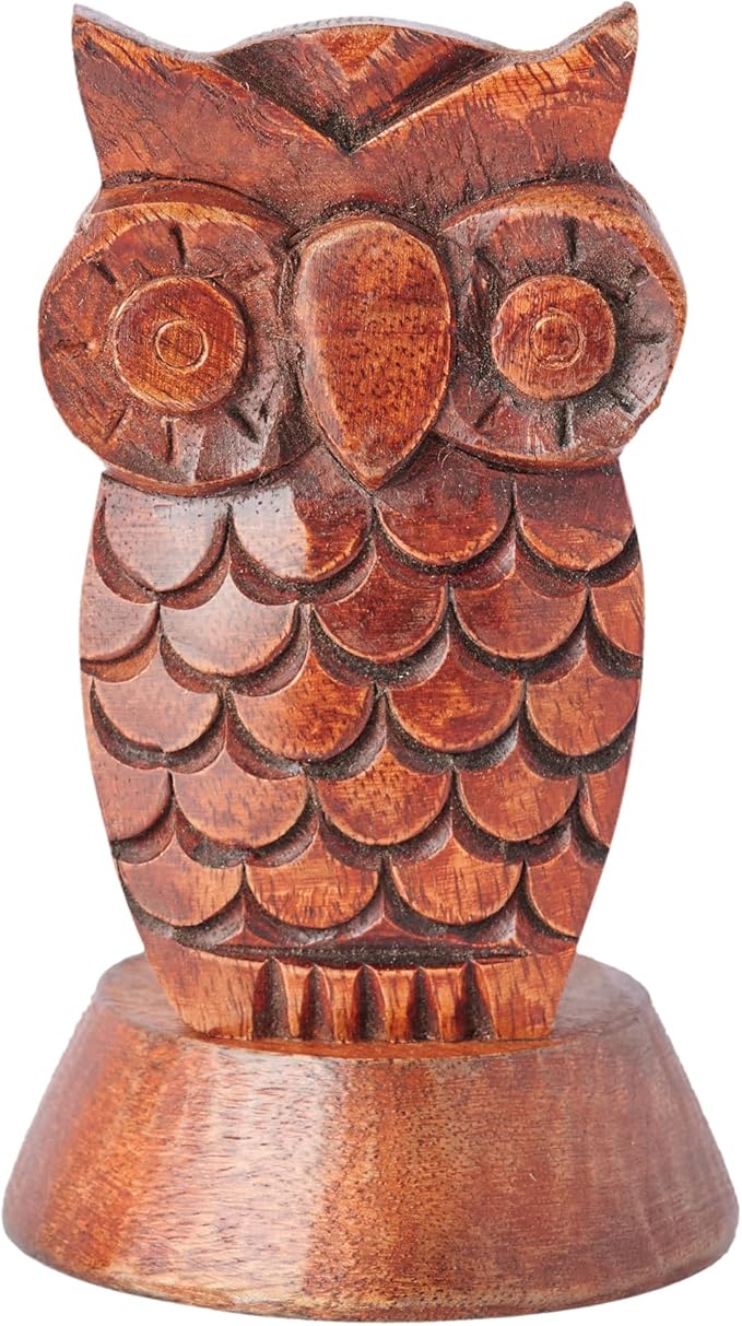 Stocking Stuffers Wooden Owl Glasses Holder Night Stand Reading Eyeglass Retainer White Elephant Gifts for Adults Women Men Him Her Mom Dad Car Christmas Gifts