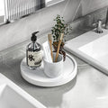 Turntable Vanity Tray 9 Inch for Perfume Candle, Bamboo Kitchen Sink Countertop Organizer for Keep Glass, Sponge and Soap Bathroom Countertop Organizer White