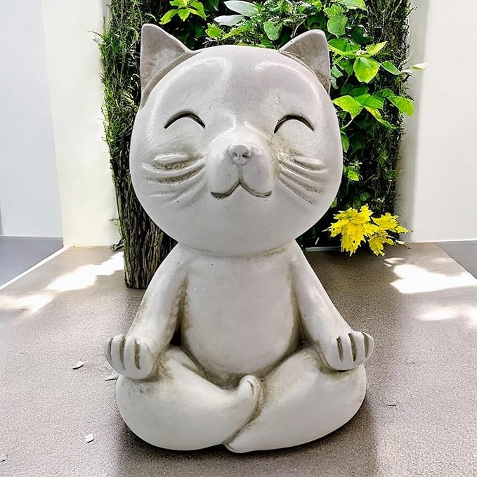 Top Brass Yoga Cat Eyeglasses & Pen Holder – Whimsical Reading Glasses Sunglasses Stand – Funny Desk Nightstand Glasses Keeper Rack Display – Meditating Zen Lotus Pose Figurine