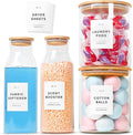 Glass Laundry Detergent Dispenser Containers with 36 Labels - Glass Jars with Lids - Laundry Room Organization - Storage Containers for Detergent, pods, liquid Fabric softener, Scent Booster Set of 4
