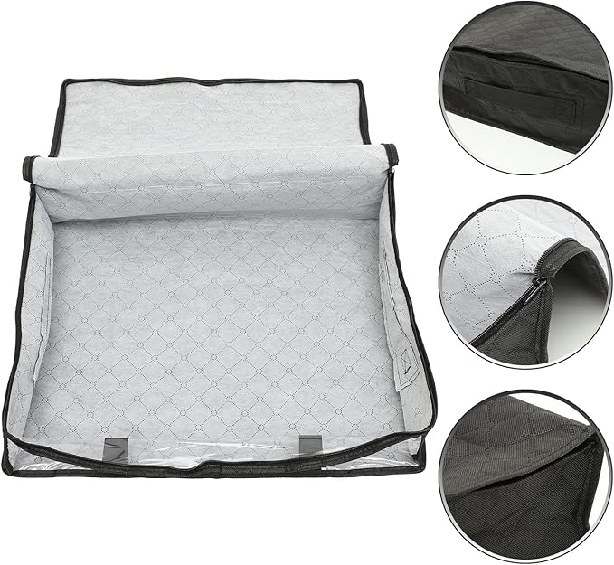 SAFIGLE Foldable Under Bed Storage Bag for Clothes Quilts Breathable Non-woven Organizer with Easy-open Zipper and Transparent Window for Blankets Pillows Sweaters Seasonal Clothing