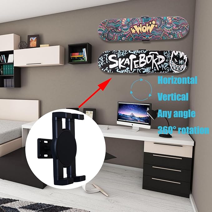 2 Set Skate deck wall mount,360° rotatable skateboard wall mount,Floating Display Hanger Grab,suitable for any skateboarder. (2 set)