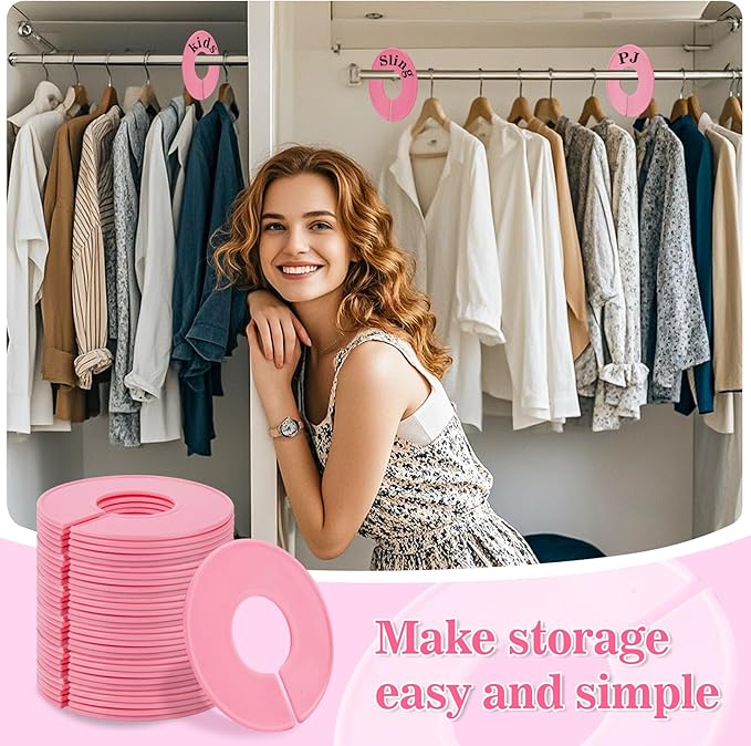 Sukh Closet Dividers 30pcs - Plastic Clothes Organizer Shelf Tags Labels for Clothing Rack Wardrobe Store Warehouse Nursery Must Haves Boutique Supplies Sturdy Durable Flexible No Burrs (Pink)