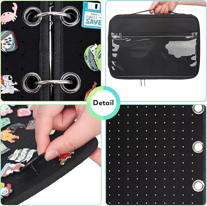 Enamel Pin Display Pages Pin Carrying Case, Pins Collection Storage Organizer Case, Travel Brooch Pin Display Bag (Pins Not Included)
