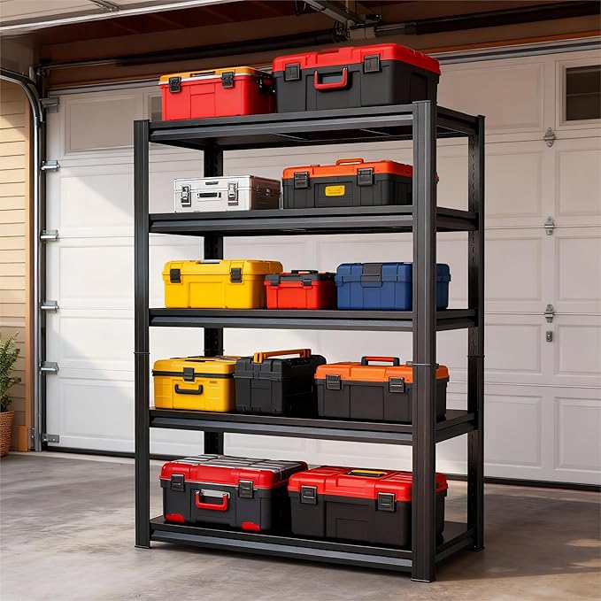 Metal Garage Shelving Unit ,5-Tier Garage Storage Shelves Heavy Duty 40''W*18''D*78''H，Adjustable 3020 lbs Shelf, Upgraded Reinforced Double-Layer Columns for Basement Kitchen Laundry room Pantry Rack