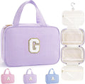 TOPEAST 2025 Graduation Gifts for Her - Hanging Toiletry Bag for Women, Travel Toiletry Bag Makeup Bag, Personalized Travel Essentials for Women - Letter G, Purple