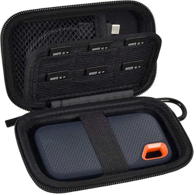 Case Compatible with SanDisk 1TB 2TB 4TB 500GB 8TB for SanDisk Extreme PRO Portable SSD External Hard Drive, Memory Card SD SDXC SDHC Card Storage Holder Organizer (Box Only) Black