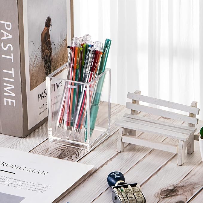 dedoot Acrylic Drawer Organizer, Clear 1 Compartment Makeup Organizer Transparent Plastic Makeup Brush Holder Pen Holder Jewelry Accessories Storage Acrylic Square Cube Box,2.5X2.5X3.8 Inches