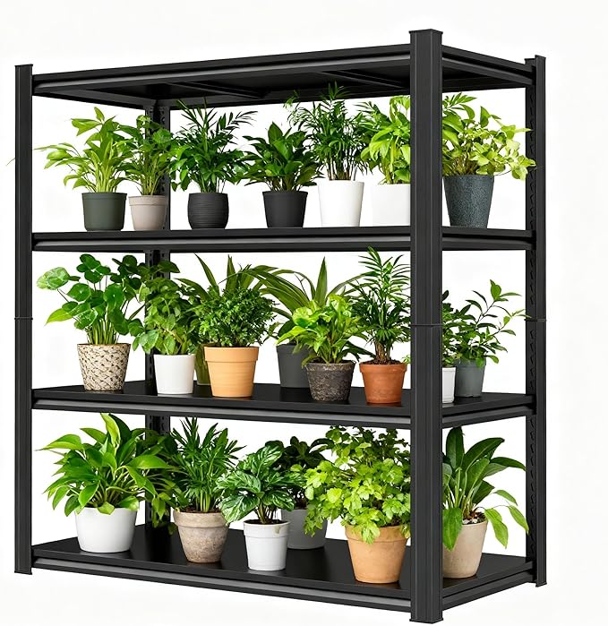 Garage Storage Shelves,5 Tier Shelving Unit, 40 inch Wide, 18” Deep, 78” Tall Organizer Metal Shelf for Basement/Laundry/Pantry Heavy Duty, Adjustable,Easy to Install (4Tier-45.3"WX15.7"DX54.3"H)