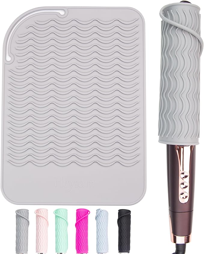Heysam Professional Heat-Resistant Silicone Mat for Hair Styling Tools, Flat Iron Hair Straightener and Curling Iron in One, Easy to Use for Travel, 9.0 x 6.5 inches
