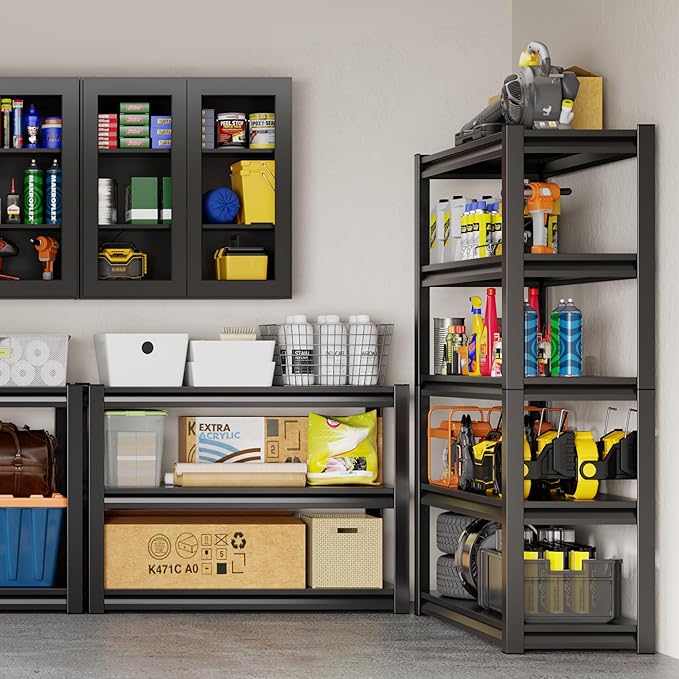 48" W Storage Shelves 2500LBS Garage Shelving Heavy Duty 5 Tier Adjustable Shelving Unit Metal Storage Rack for Basement, Pantry, Kitchen, Warehouse 19.7" D x 47.2" W x 72" H