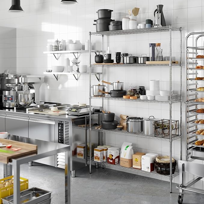14" Deep x 54" Wide x 86" Height Wire Shelving Kit | 5-Tier | NSF Commercial Storage Rack Unit