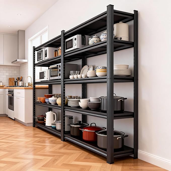 Garage Storage Shelves,5 tier shelving unit, 40 inch Wide, 18” Deep, 78” Tall Organizer Metal Shelf for Basement/Living Room/Bedroom/Laundry/Pantry/Kitchen, Heavy Duty, Adjustable,Easy to install