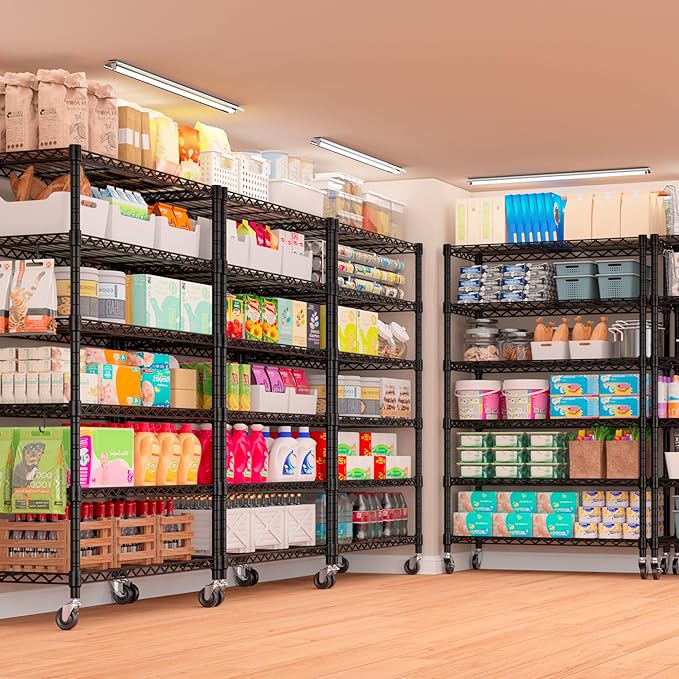 PrimeZone 6 Tier Wire Shelving with Wheels 78''H 1500lbs Storage Shelves NSF Certified Heavy Duty Steel Metal Shelf Adjustable Rolling Rack Kitchen Garage Closet Pantry Laundry 78''HX36''WX18''D