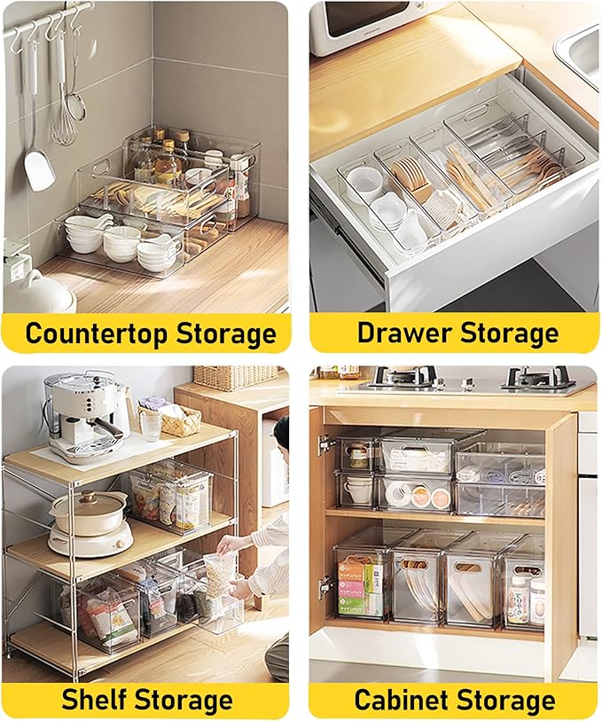 2 Pack Refrigerator Organizer Bins Stackable Fridge Organizer Set with Pull-out Drawer Clear Vegetable Fruit Storage Containers for Kitchen Pantry Organization